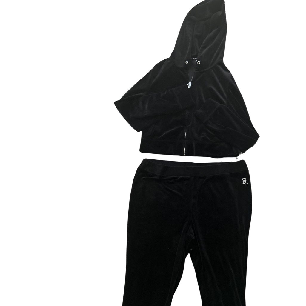 Juicy Couture Black Velour Hoodie And Joggers Set